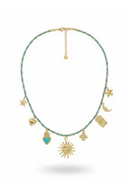 Kette mit Anhängern, türkis-gold
