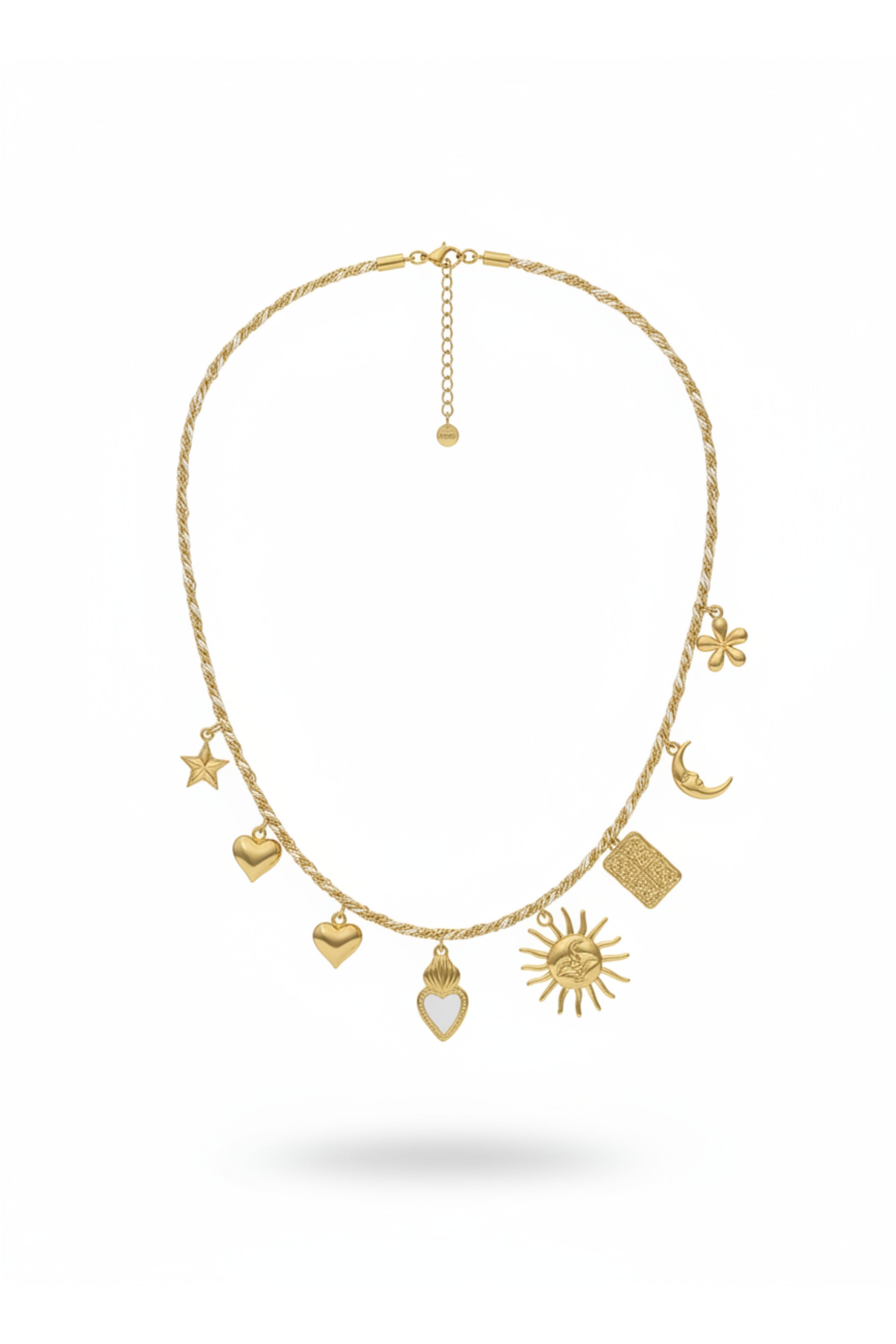 Kette mit Anhängern, weiß-gold