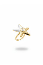Ring mit Seestern, gold-perlmuttweiß
