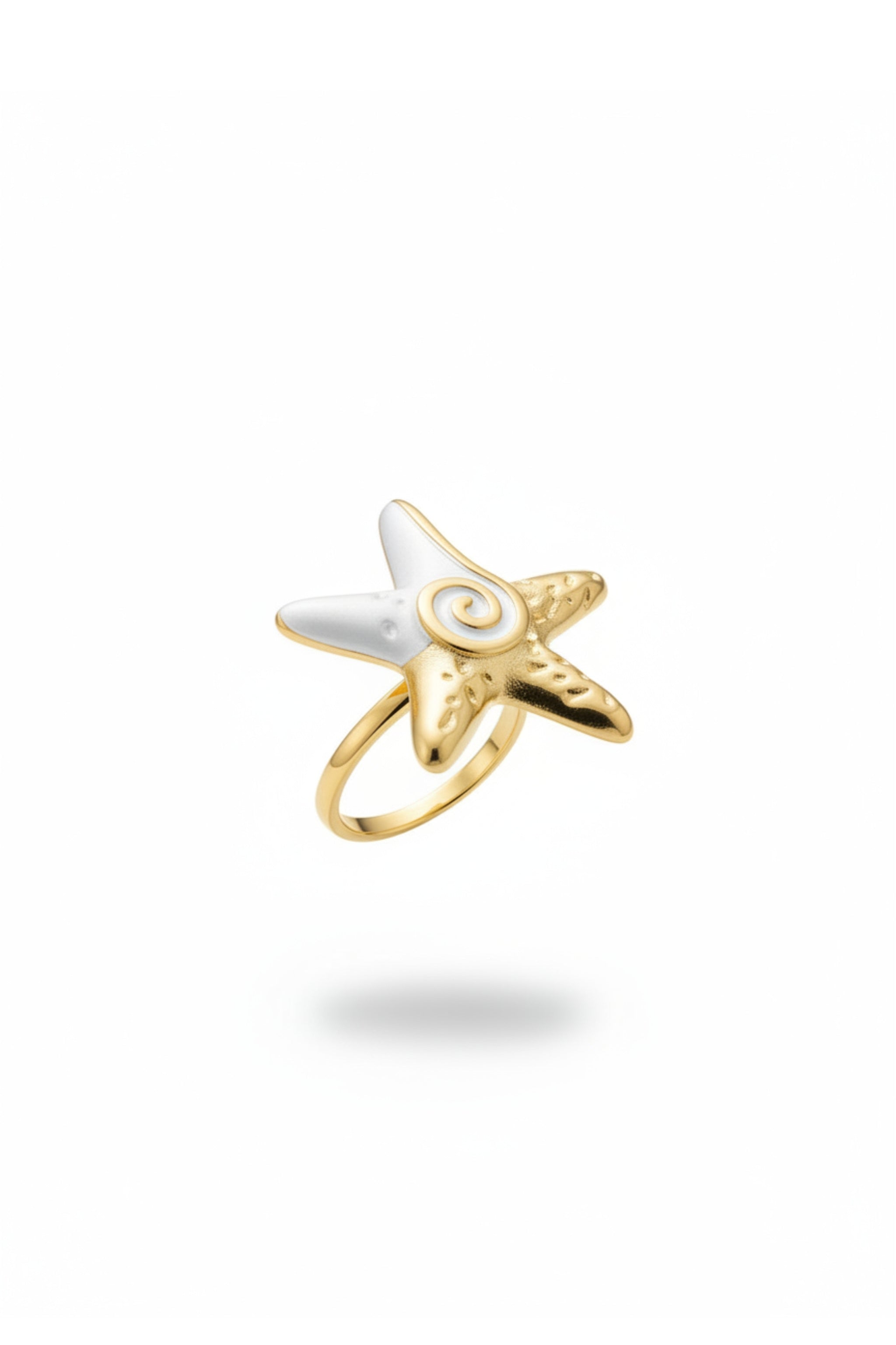 Ring mit Seestern, gold-perlmuttweiß