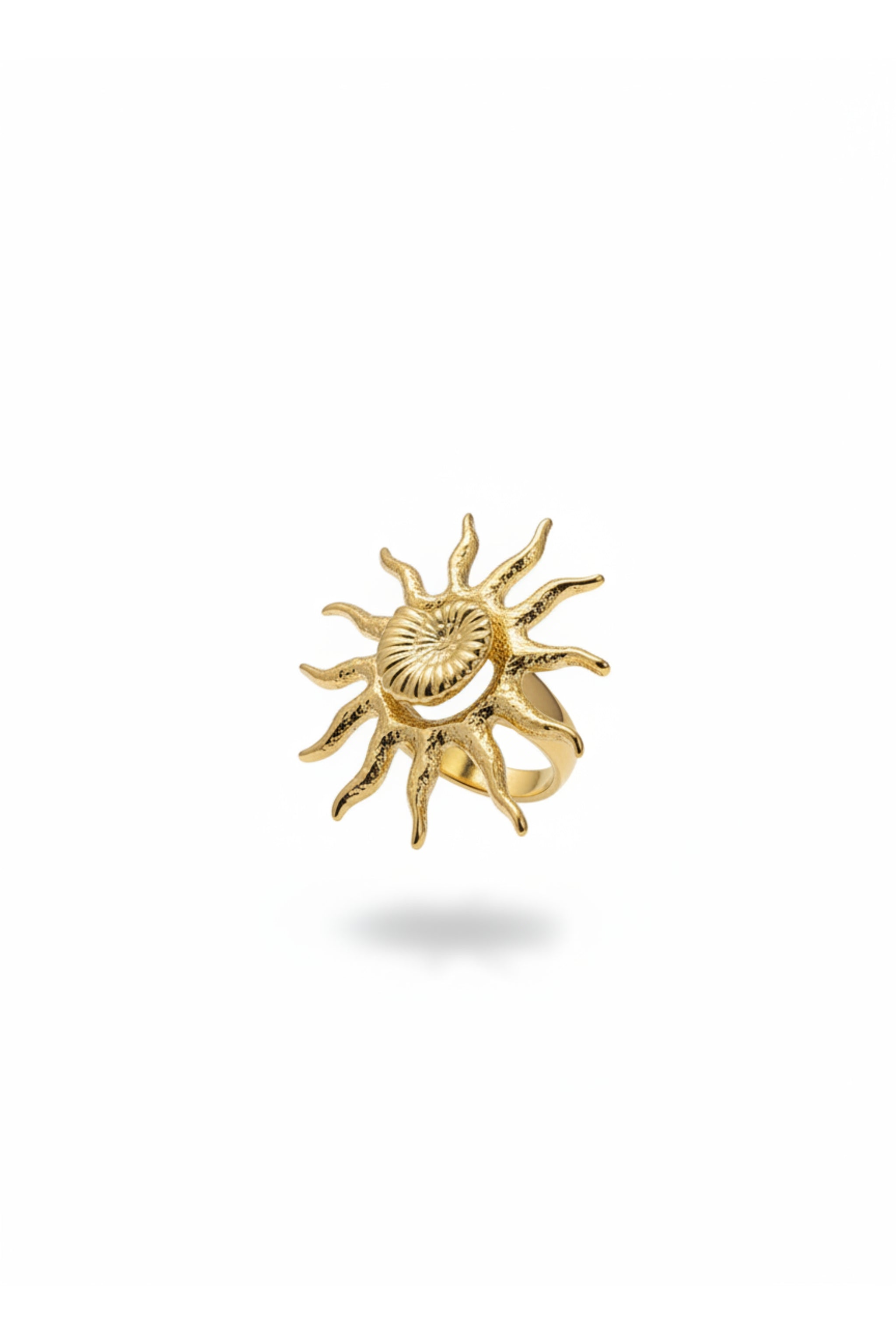 Ring mit Sonne und Muschel, gold