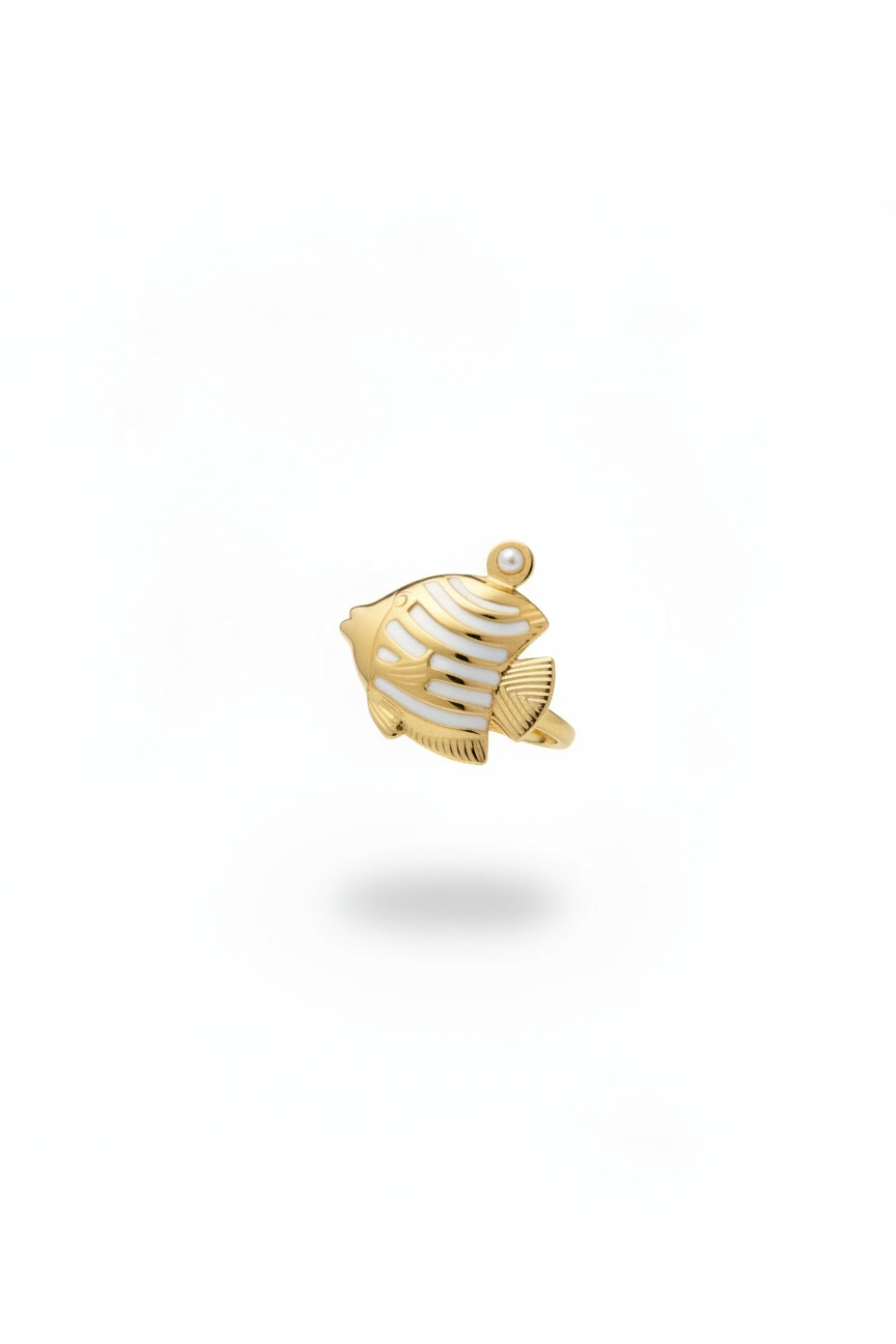Ring mit Fisch, gold-perlmuttweiß