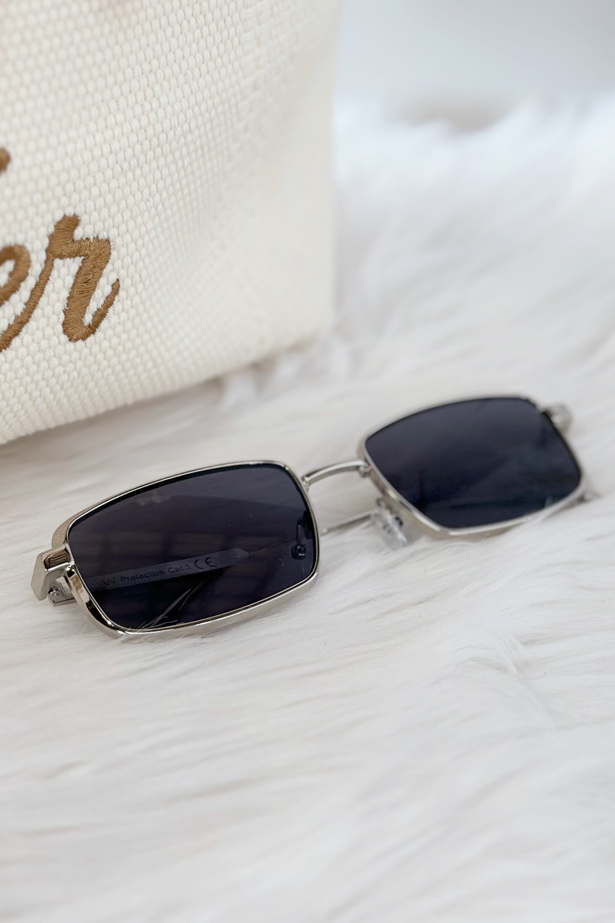 Eckige Sonnenbrille mit Metallbügel, silber-anthrazit