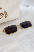 Eckige Sonnenbrille mit Metallbügel, gold-anthrazit