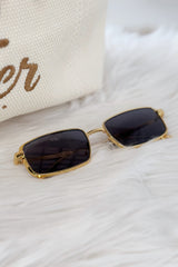 Eckige Sonnenbrille mit Metallbügel, gold-anthrazit