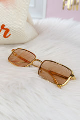 Eckige Sonnenbrille mit Metallbügel, gold-orange
