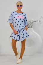 2-Teiler Shirt & Hosenrock club amour, hellblau-dunkelblau