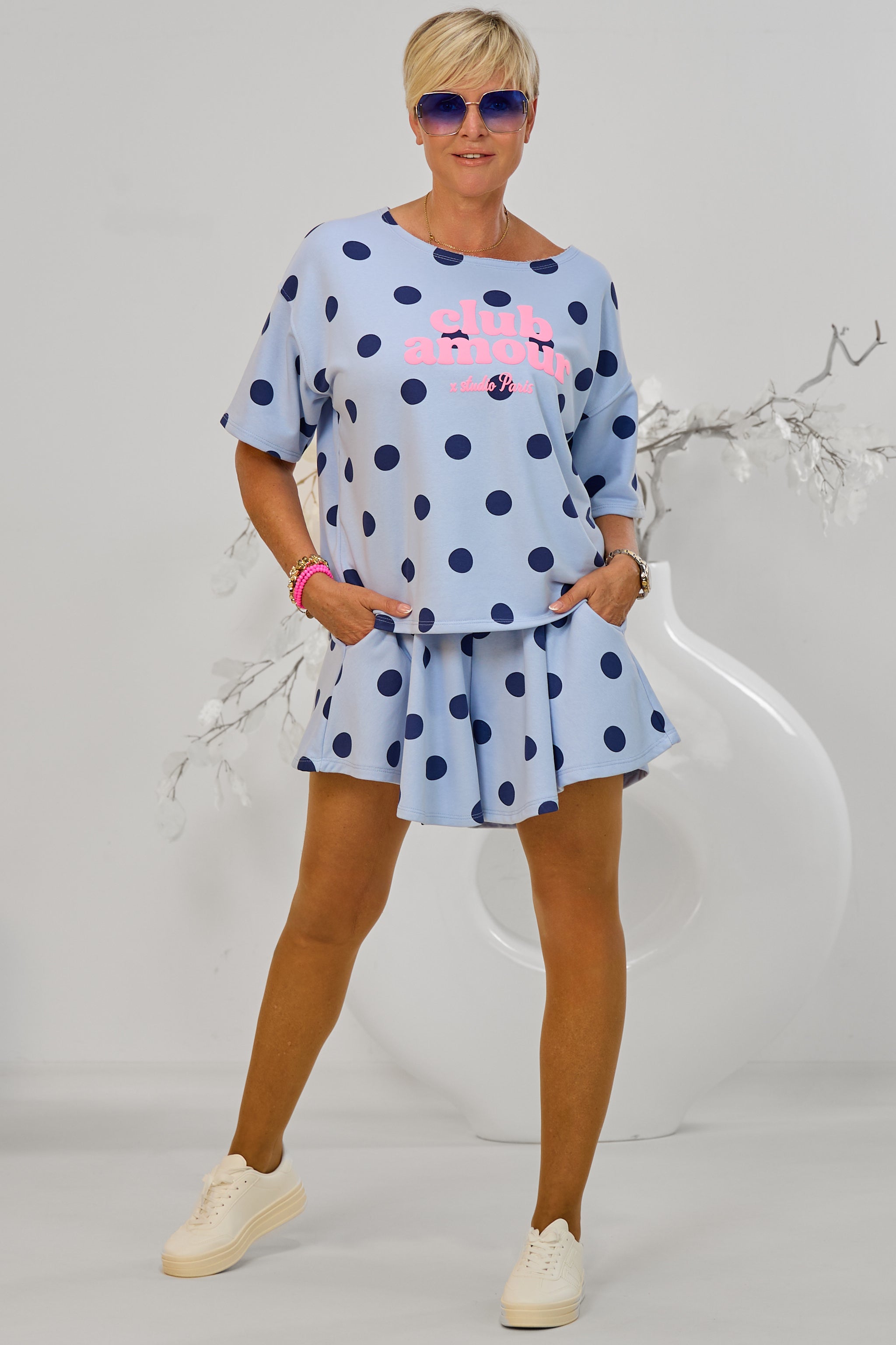2-Teiler Shirt & Hosenrock club amour, hellblau-dunkelblau