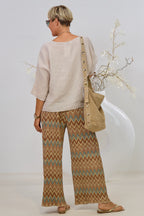 Leichte Kurzarm-Leinenbluse, beige