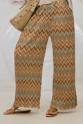ausgestellte Plissée Hose, beige-braun-gold