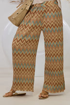 ausgestellte Plissée Hose, beige-braun-gold