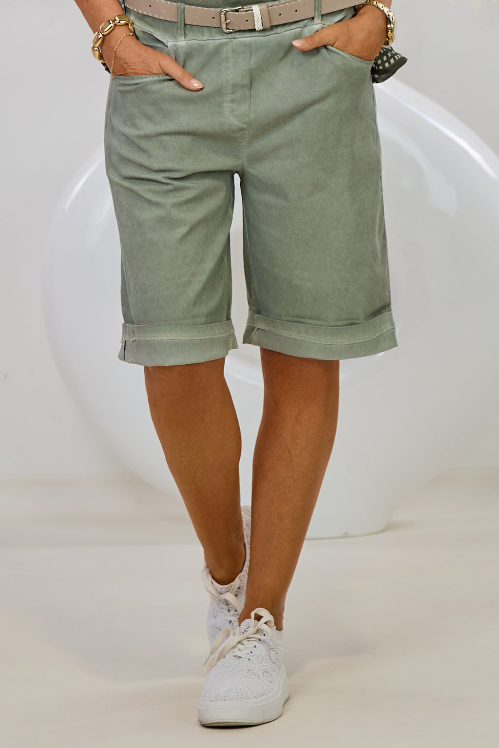 Shorts mit elastischem Bund, khaki