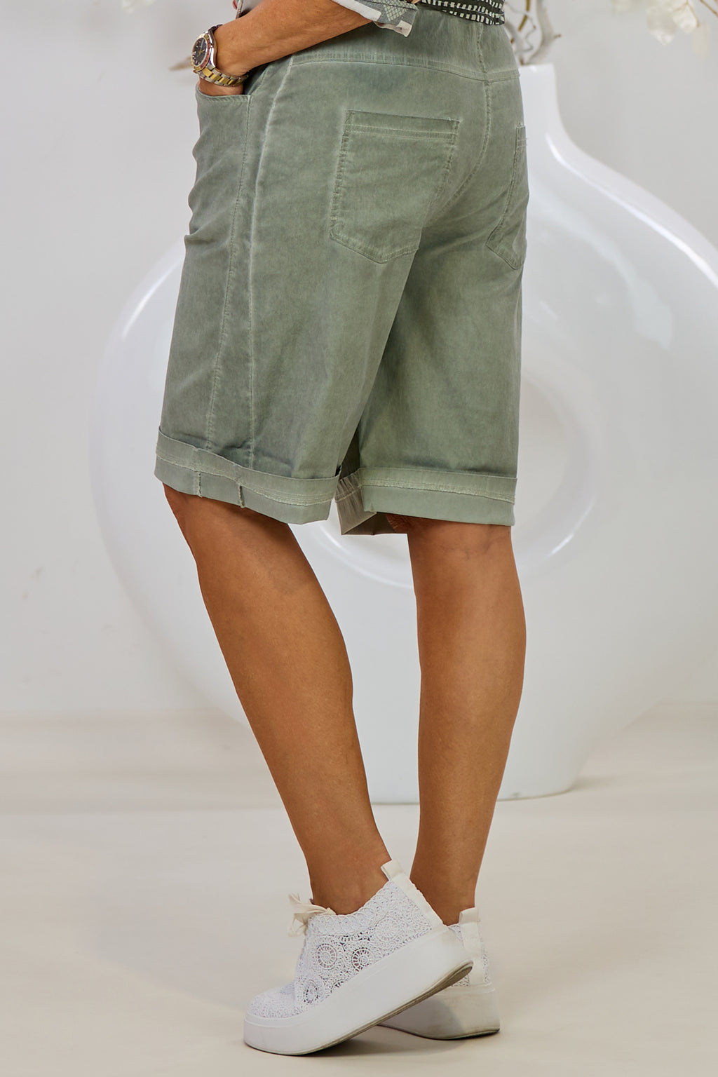 Shorts mit elastischem Bund, khaki