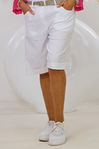 Shorts mit elastischem Bund, weiß