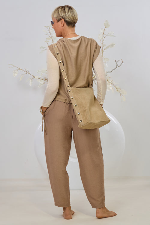 2-tlg. Set aus Bluse und Hose, hellbraun
