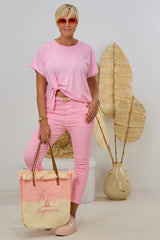 Shirt mit Raffung vorne, candy rosa