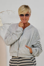 Cozy Blouson mit gerafften Ärmeln, grau-meliert