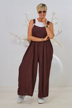 Jumpsuit mit breiten Trägern, braun