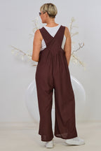 Jumpsuit mit breiten Trägern, braun