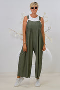 Jumpsuit mit breiten Trägern, khaki