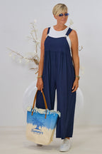 Jumpsuit mit breiten Trägern, marine blau
