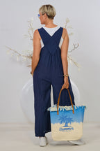 Jumpsuit mit breiten Trägern, marine blau