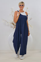 Jumpsuit mit breiten Trägern, marine blau