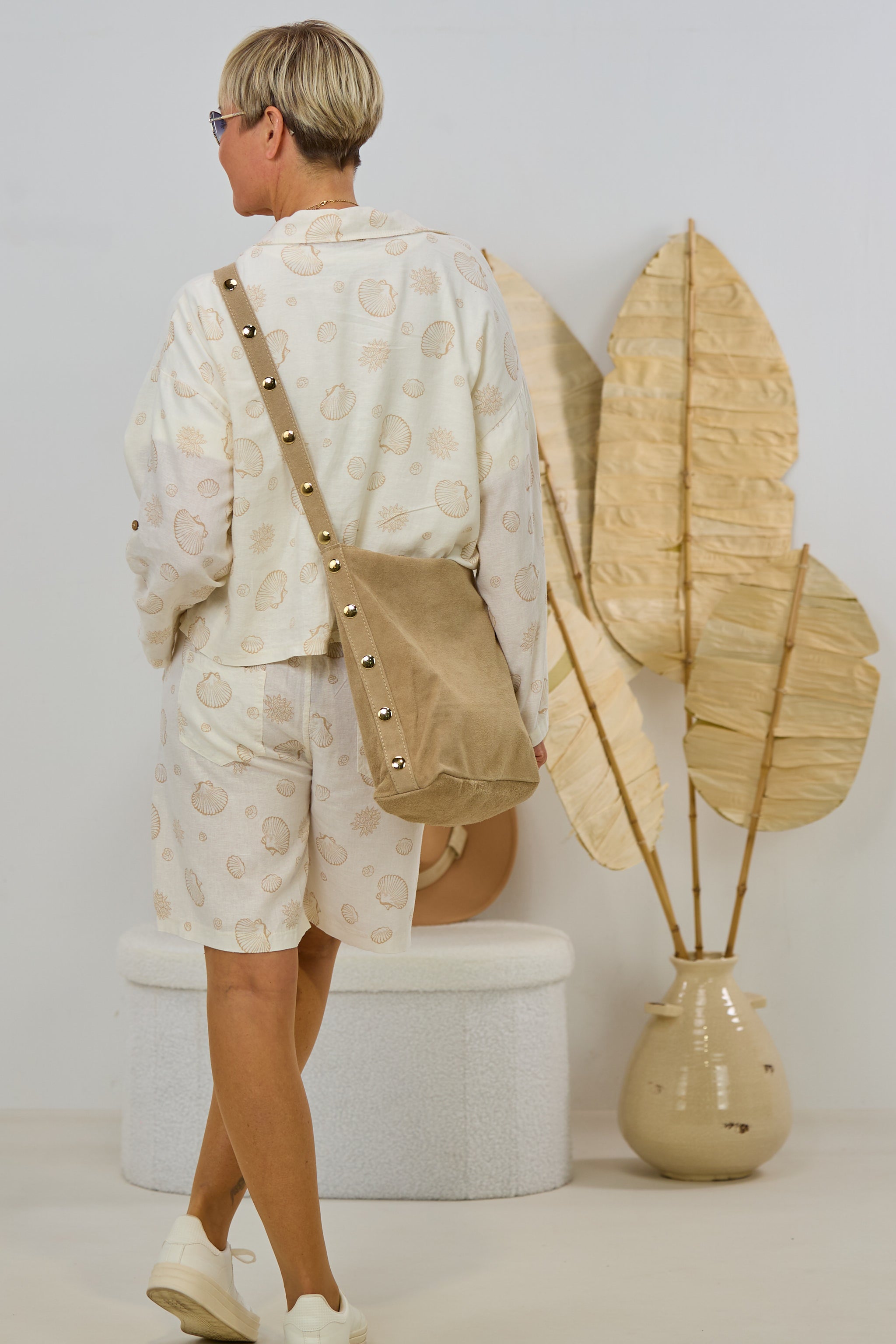 Jacke mit Muschel-Print, creme
