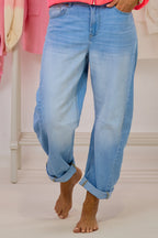 "Barrel"-Jeans, hell denim