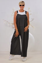Jumpsuit mit breiten Trägern, schwarz