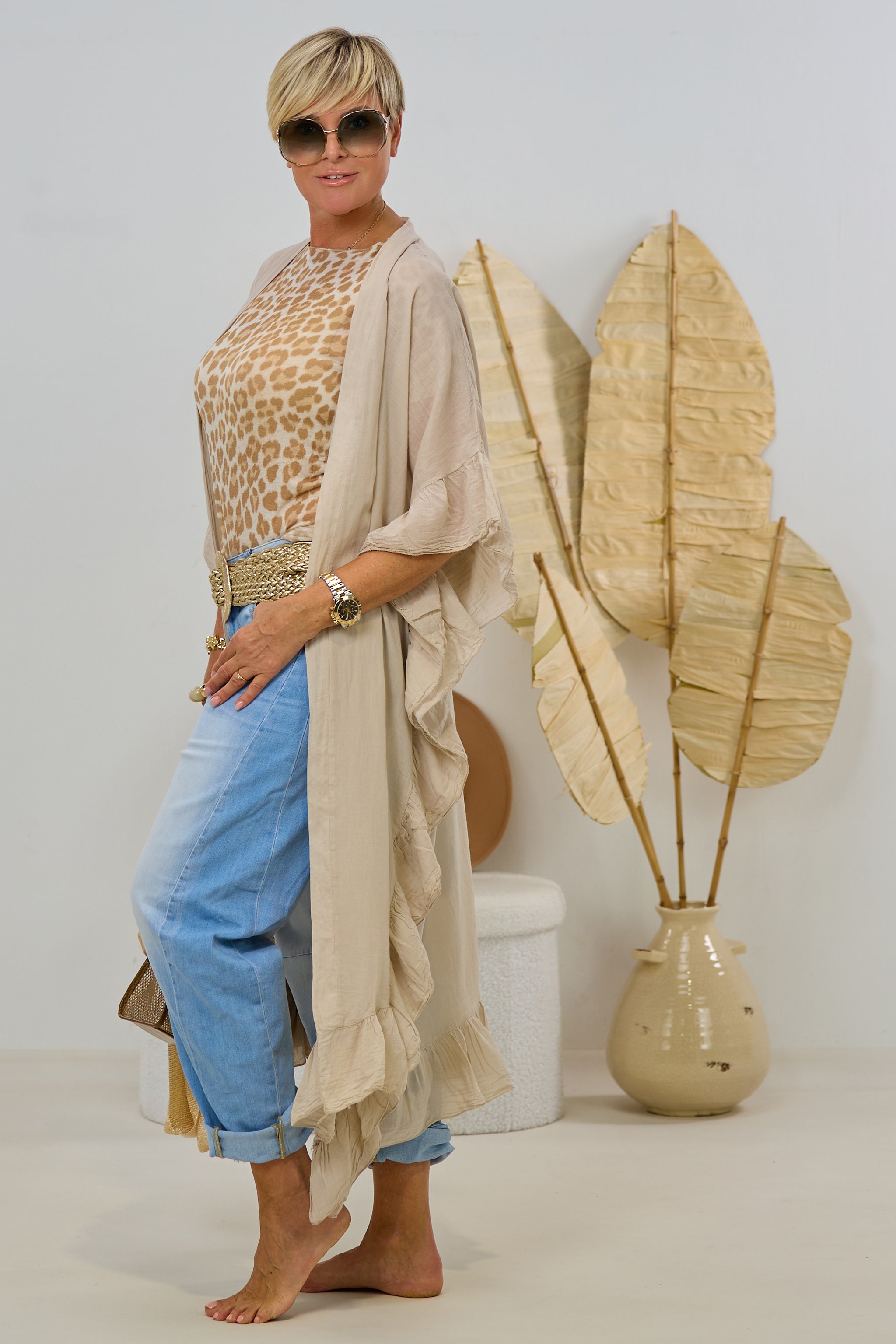 Leichte Sommer-Longjacke, beige