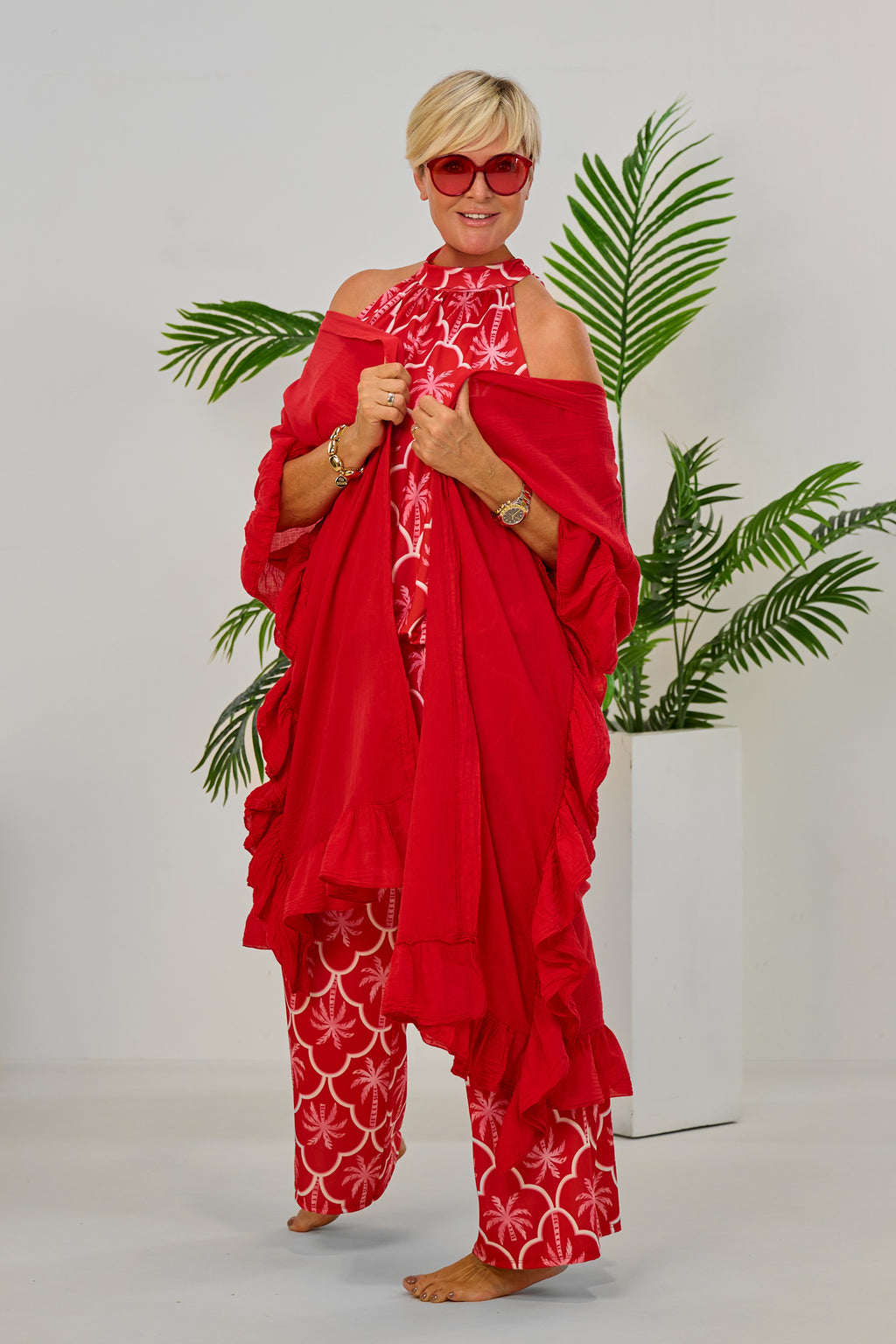 Leichte Sommer-Longjacke, rot