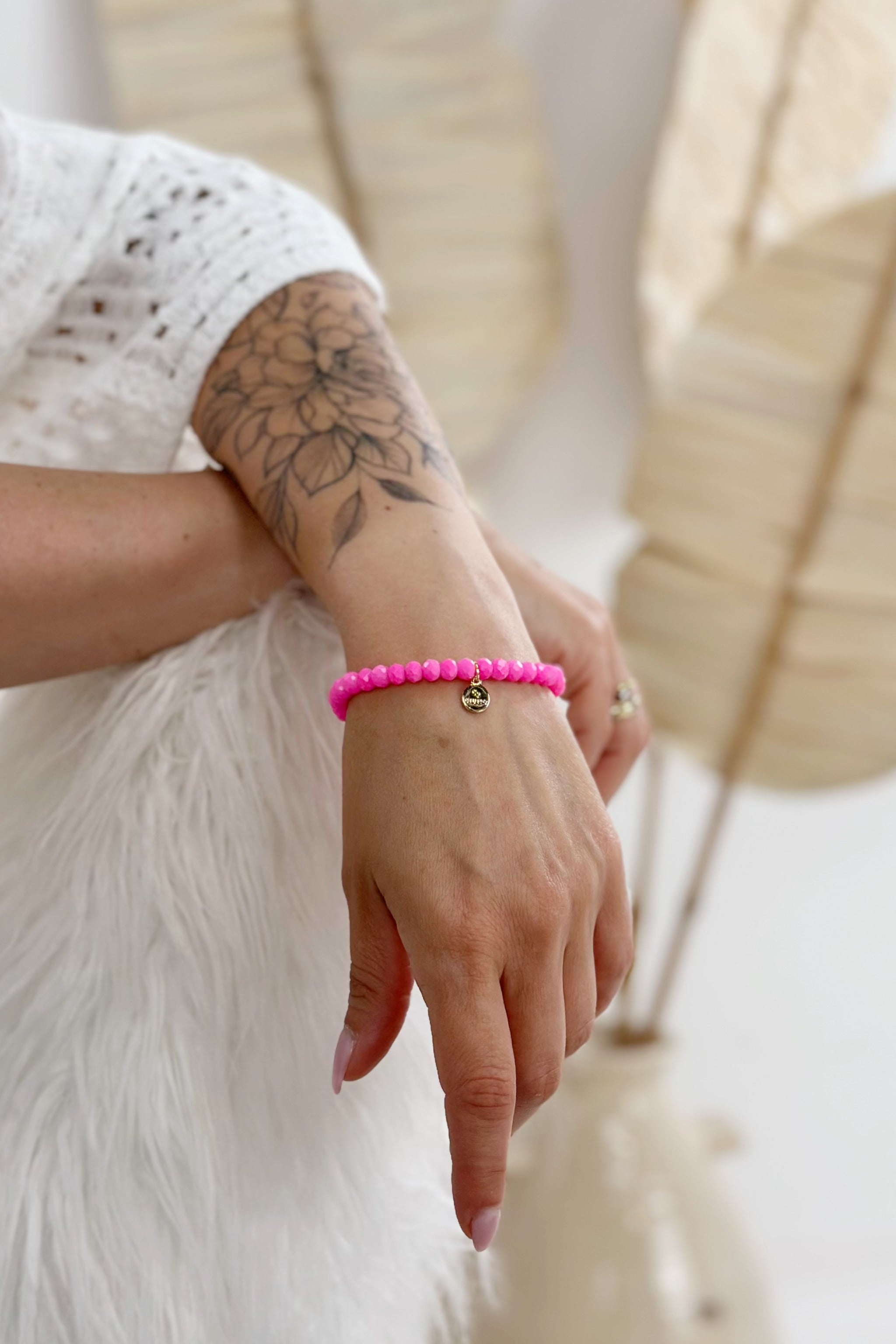 Armband PEARLS, neon pink