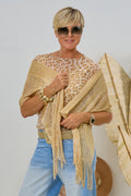 leichter Schal mit Fransen, gold