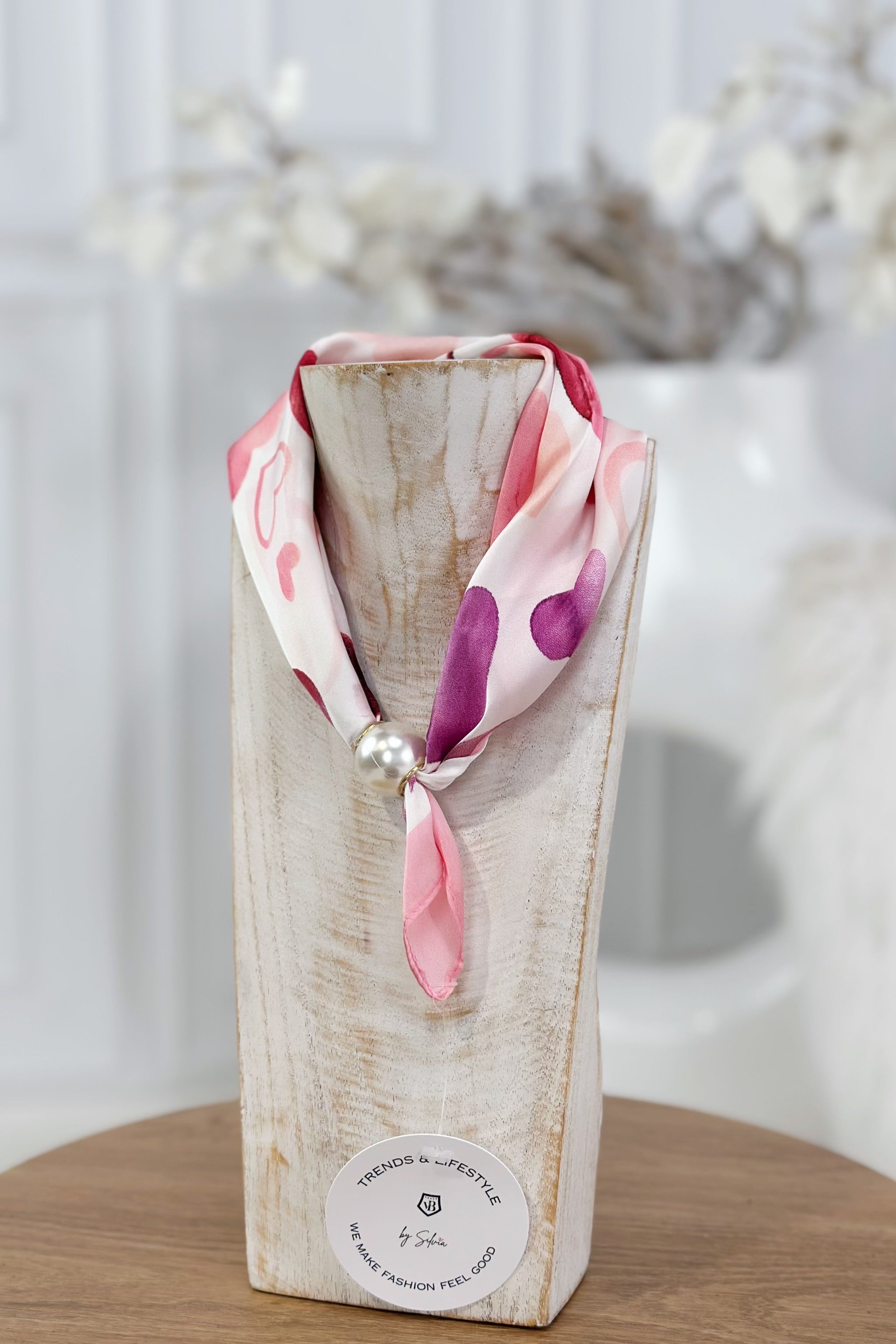 Tuch mit magnetischem Perlenverschluss, rosa-lila