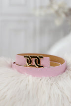 Schmaler Gürtel mit stylischer Schnalle, rosa