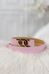 Schmaler Gürtel mit stylischer Schnalle, rosa