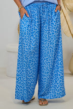 Sommerhose im Leo-Design, blau-hellblau