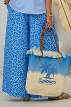 Sommerhose im Leo-Design, blau-hellblau