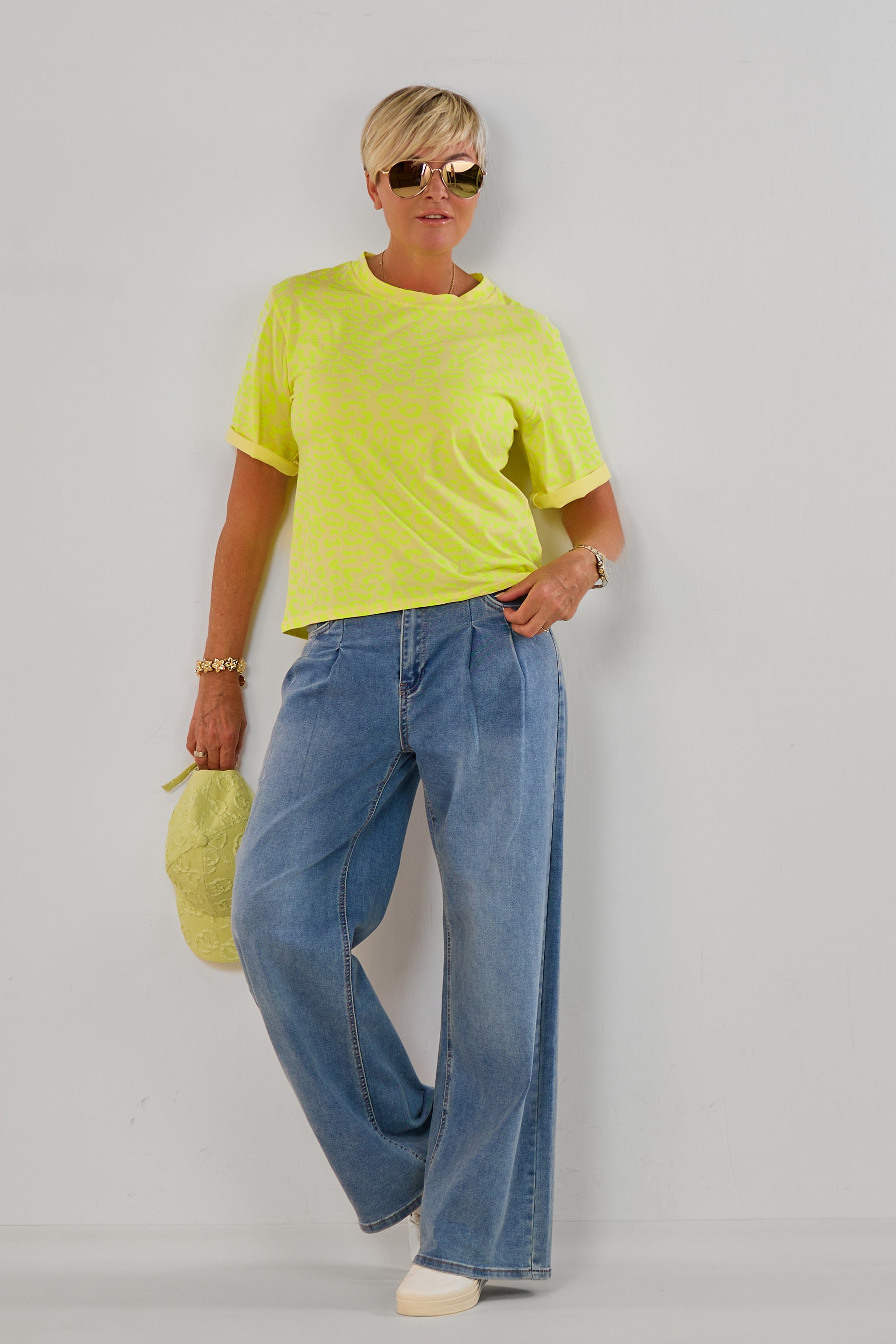 T-Shirt mit Leomuster, gelb-neon gelb