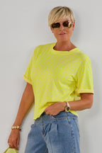 T-Shirt mit Leomuster, gelb-neon gelb