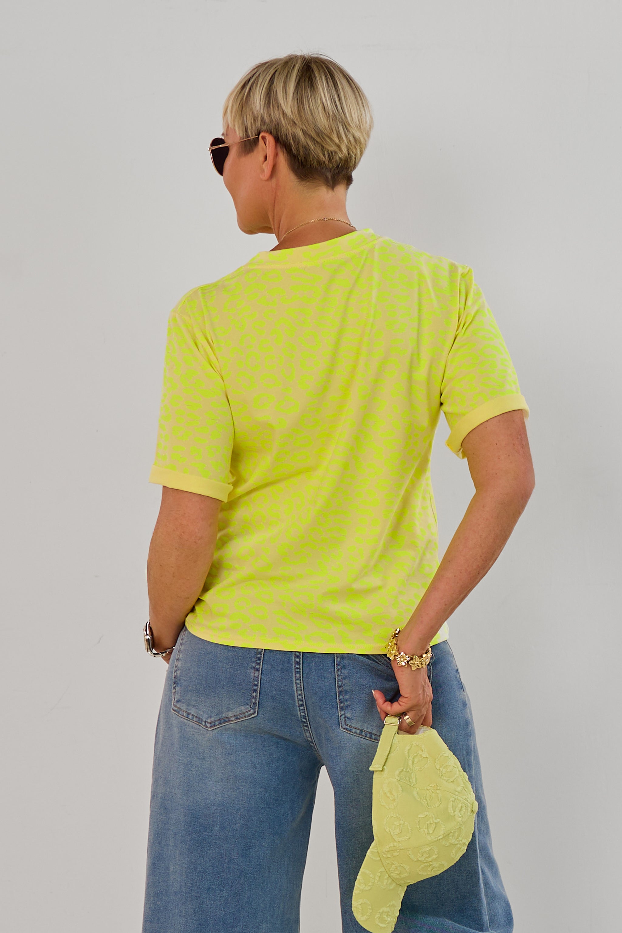 T-Shirt mit Leomuster, gelb-neon gelb