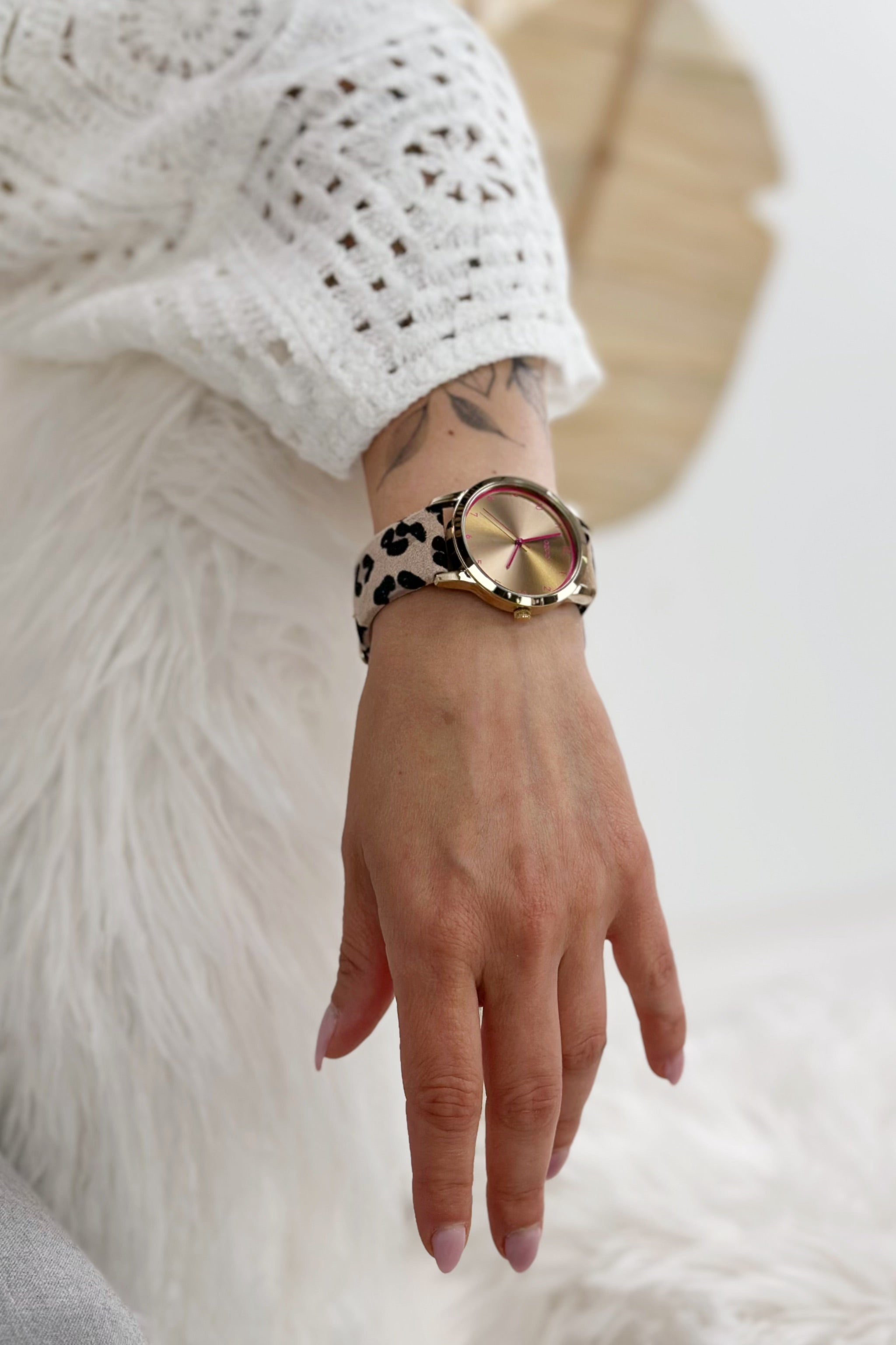 OOZOO Uhr, gold-pink-leo