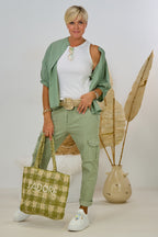 Leichte Bluse mit kurzen Ärmeln, khaki
