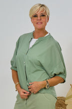 Leichte Bluse mit kurzen Ärmeln, khaki