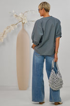Light blouse with short sleeves, grey