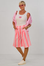 gestreifte Bermuda-Hose, rosa-pink