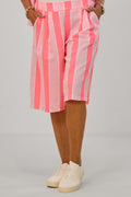 gestreifte Bermuda-Hose, rosa-pink
