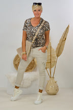 Ripp-Shirt, leo-schwarz-braun