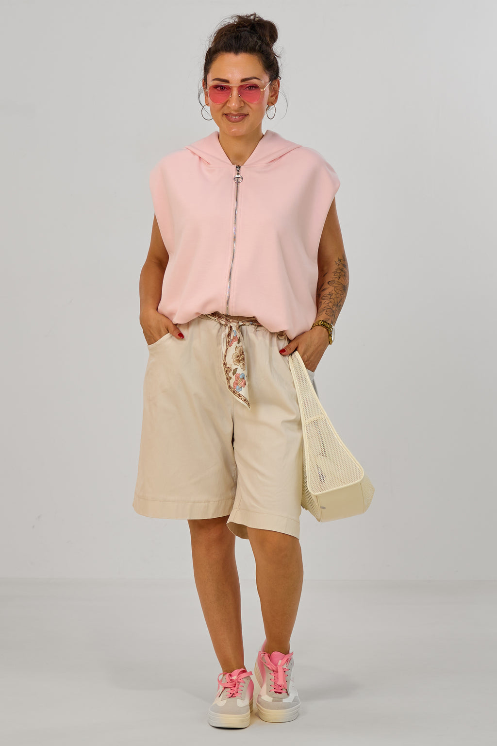 Cozy Weste mit Kapuze im Balloon-Style, rosa